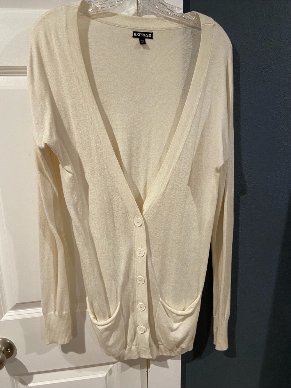Express Cream Knit Button Cardigan